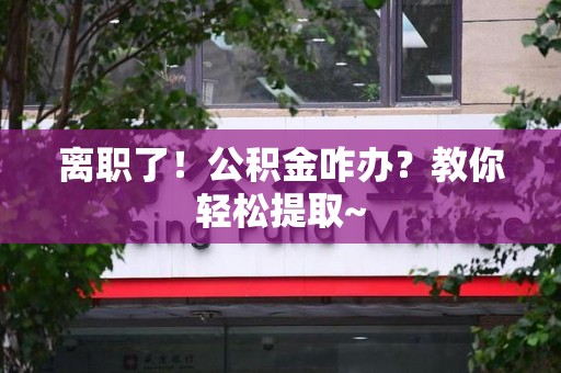 昌江离职了！公积金咋办？教你轻松提取~